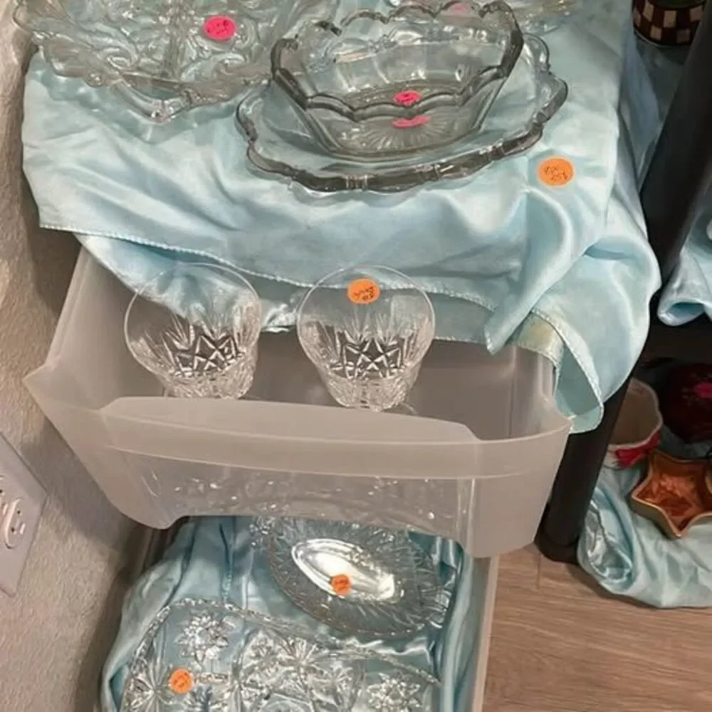 Vintage Clear Pressed Glass & Crystal Serving Ware Lot - 8 Pieces - $55